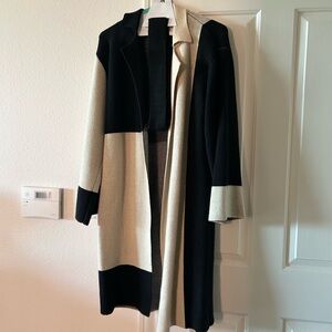 L’Academie | Jaren Color Block Long Cardigan in Black & Ivory